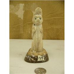 Imported - bone carving of Tlingit chief with inset abalone eyes (2)