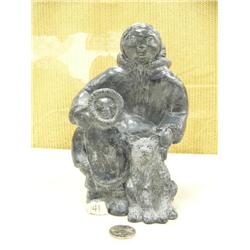 8" casting of Eskimo family with dog (229)