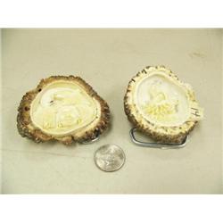 Lot of 2 relief carved belt buckles (2)