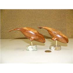 Pair of 6" cotton wood whales (229)