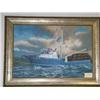 Image 1 : Original oil on canvas by Ed Tussey of Kodiak crabber F/V New Venture - framed size 24"x 36" - signe