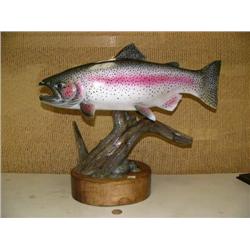 Phenomenal 20" hand carved wood rainbow trout by World Championship carver Michael Scott (2)