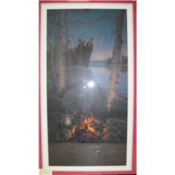 Double matted and framed print by Daniel Smith "What's Bruin" signed and numbered - framed size 44.5