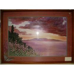 Double matted and framed, signed and numbered print by Don Colstand "Sleeping Lady" framed size 27"x