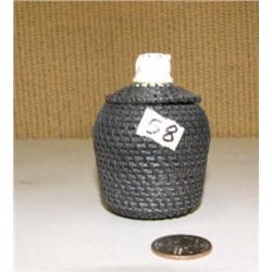 3" baleen basket by Carl Hank with bear finial - solid as a rock #739F (2)