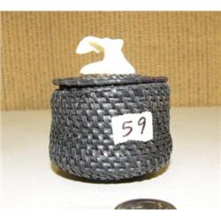 Lily Hank Baleen basket with whale's tail finial 3" -  solid #744F (2)