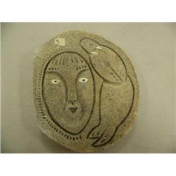 CHOICE on 2: 9" whale bone mask with ivory eyes and tusks by Kayouktuk (229)