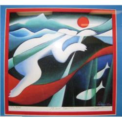 CHOICE on 2 prints : Double matted, signed and numbered print "Polar swim" by Nathalie Parenteau usi