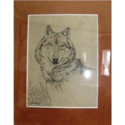 CHOICE on 2: original pen and ink "The Eyes have it" by Robin Song of wolf 6"x5"  (229)