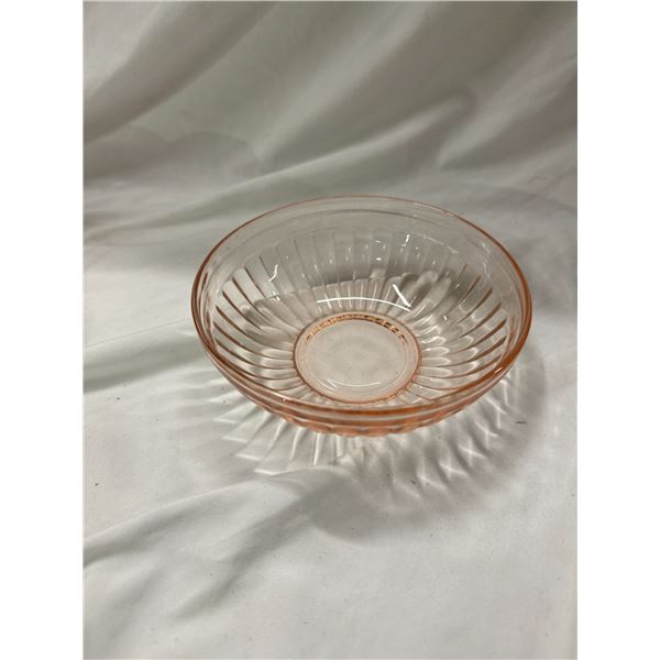 Pink depression glass bowl