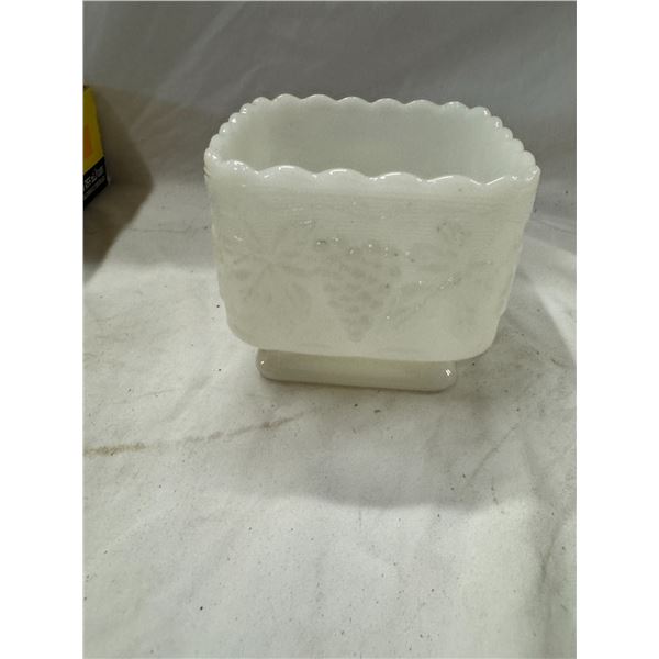 Milk glass planter