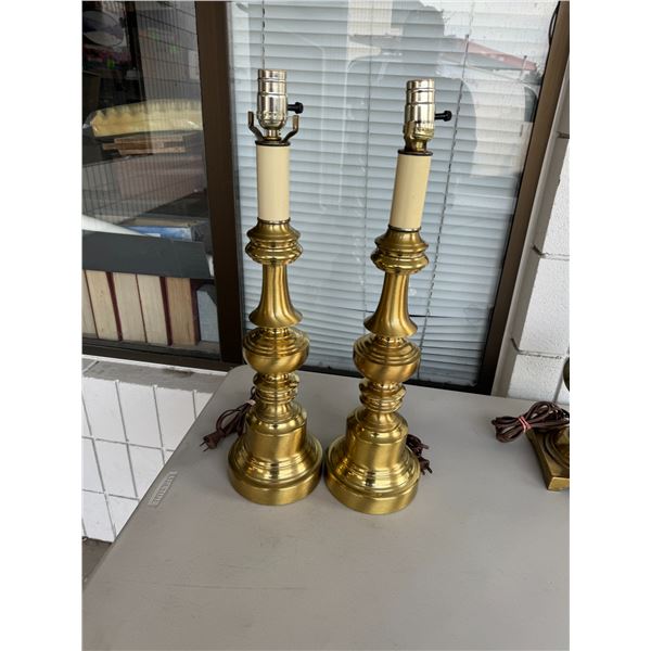 Pair brass lamps