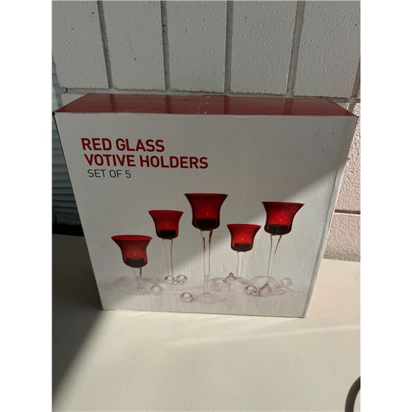Red glass photo holders