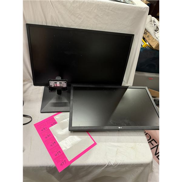 LG 24 inch, LG 27 inch screens with one stand no power cords