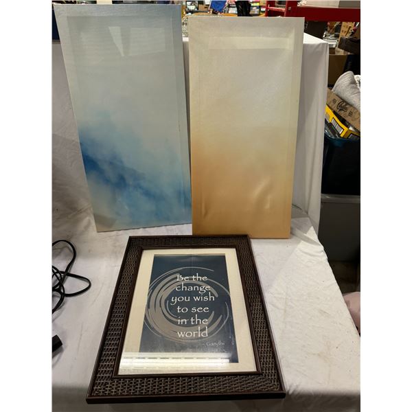 Be the change you wish to see in the world and two canvas hangings