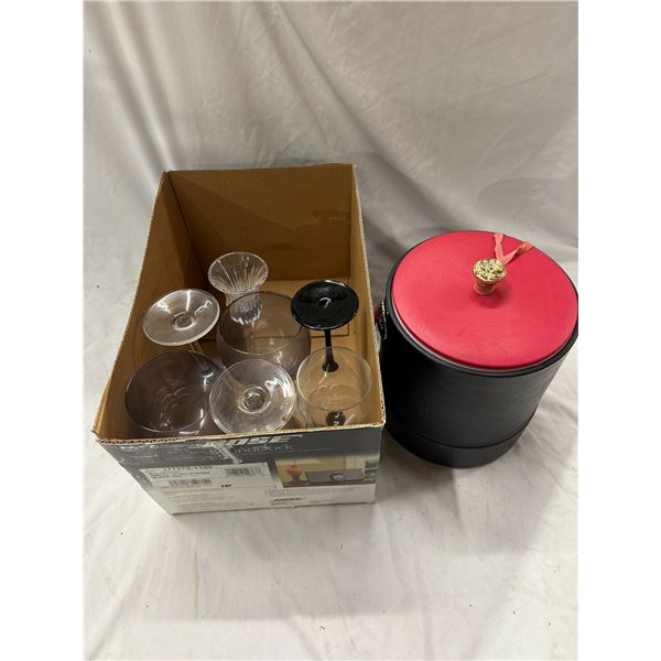 Vintage ice, bucket, and glass