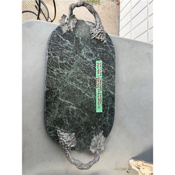 vintage " Seagull, Canada" Pewter and Marble charcuterie board