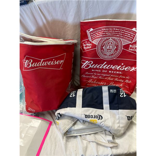 a lot of cooler bags