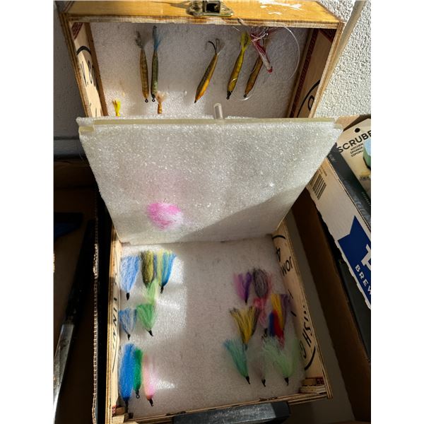 Fishing flies in box