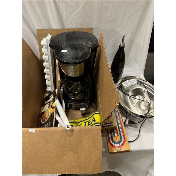 Crib boards, coffee pot, another miscellaneous items