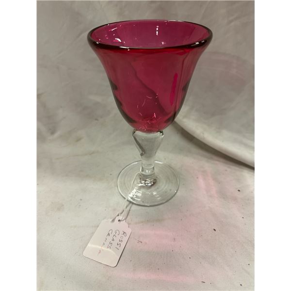Vintage Canadian Rossi glass cranberry goblet