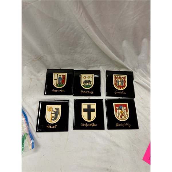 Set of six vintage Mettlach wall tiles