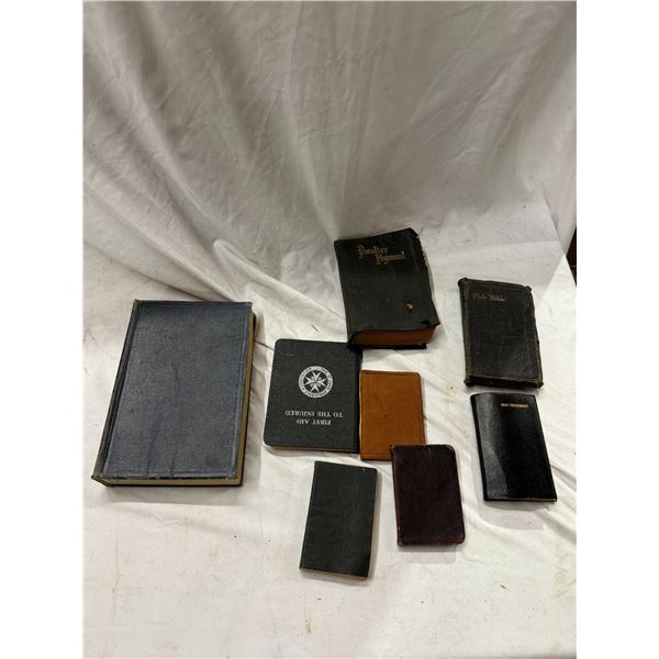 Bibles hymn book, and anatomy book