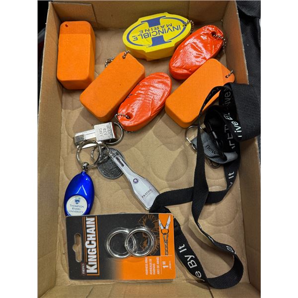Assorted keychains some floating