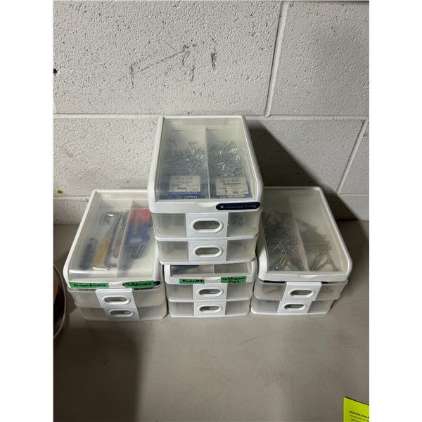 Screwdrivers screws blades and bits, hardware, etc. in storage containers
