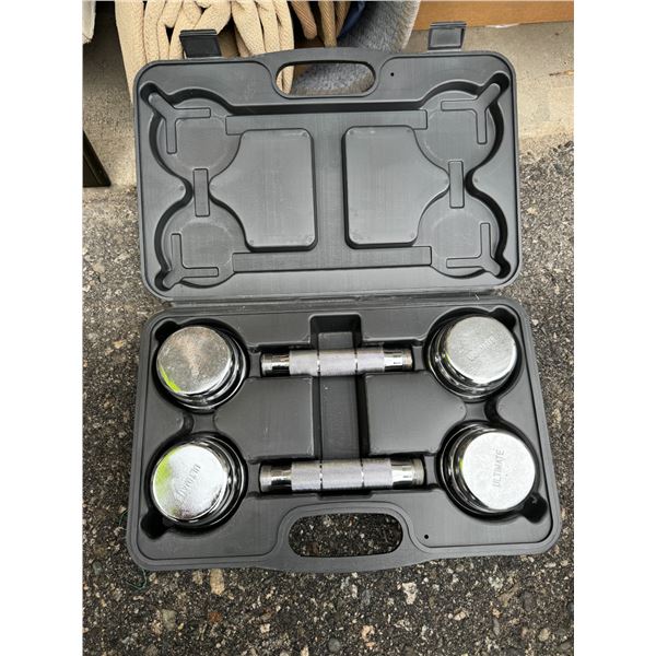 Chrome, 20 pound dumbbell set