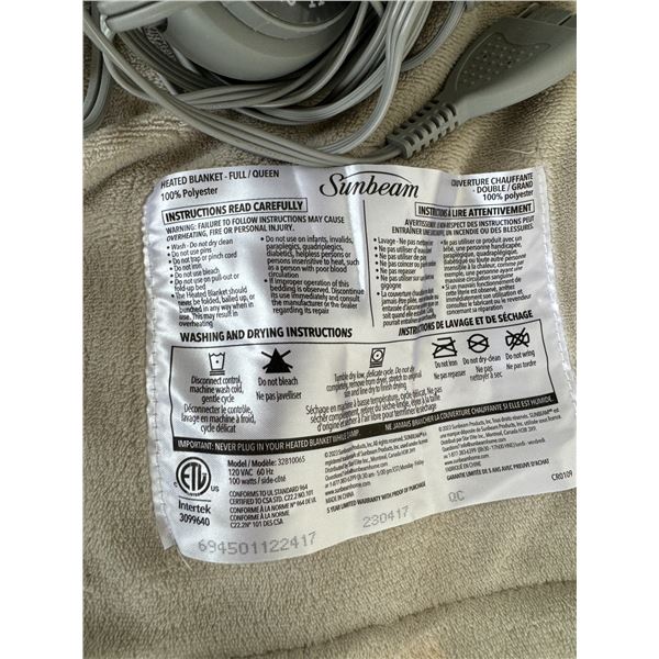 Sunbeam full/queen heated blanket