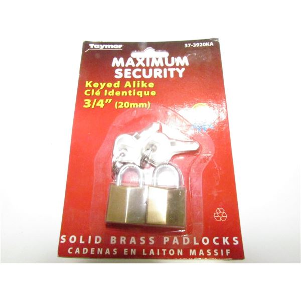 2 PK 3/4" SOLID BRASS PADLOCK