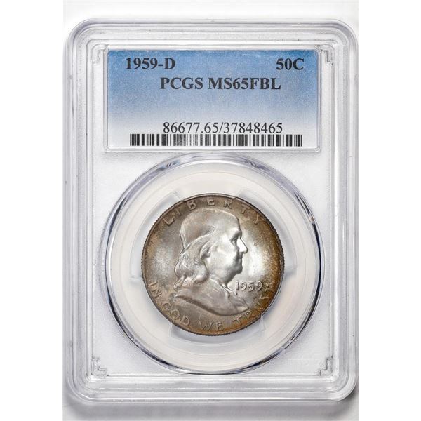 1959-D Franklin Half Dollar Coin PCGS MS65FBL Great Toning
