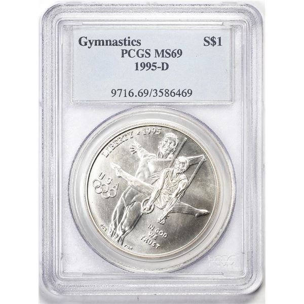 1995-D $1 Olympics Gymnastics Commemorative Silver Dollar Coin PCGS MS69