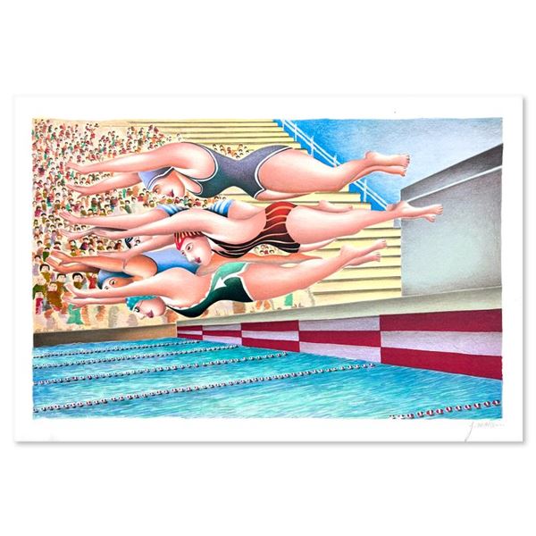 Yuval Mahler "Swimming" Limited Edition Serigraph On Paper