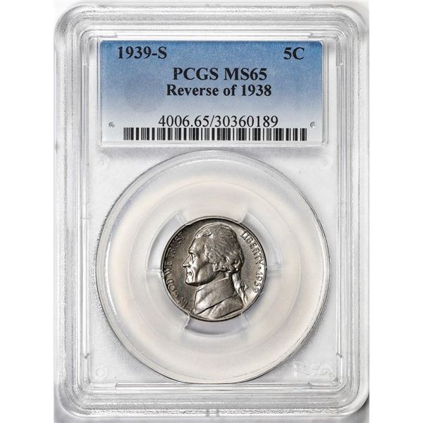1939-S Reverse of 1938 Jefferson Nickel Coin PCGS MS65