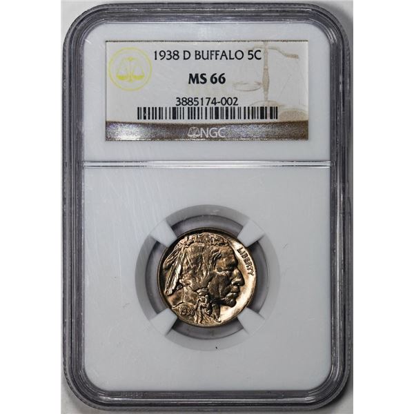 1938-D Buffalo Nickel Cent Coin NGC MS66