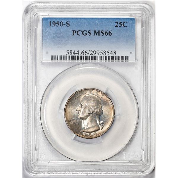 1950-S Washington Quarter Coin PCGS MS66