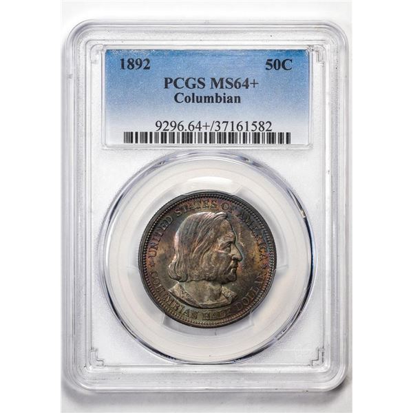 1892 Columbian Exposition Commemorative Half Dollar Coin PCGS MS64+ Great Toning