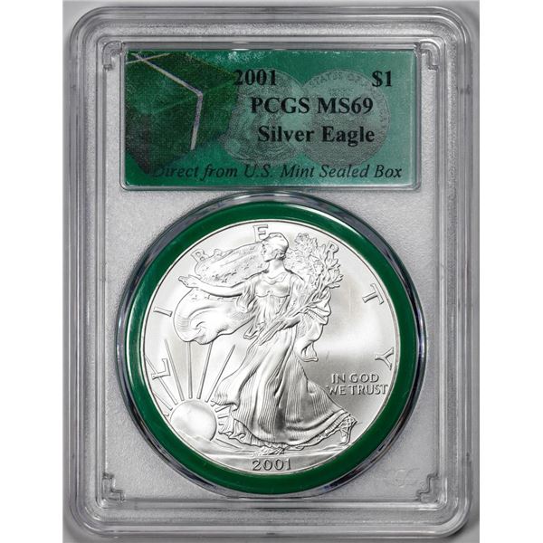 2001 $1 American Silver Eagle Coin PCGS MS69 Direct From U.S. Mint Sealed Box