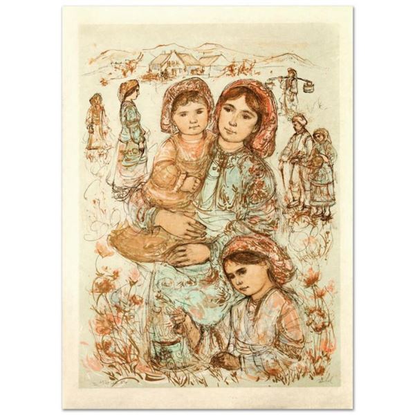 Edna Hibel (1917-2014) "Family in the Field" Limited Edition Lithograph on Rice Paper