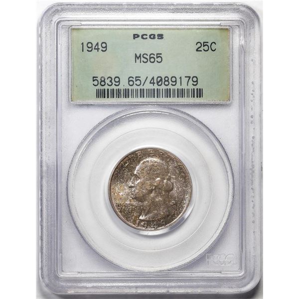 1949 Washington Quarter Coin PCGS MS65 Old Green Holder