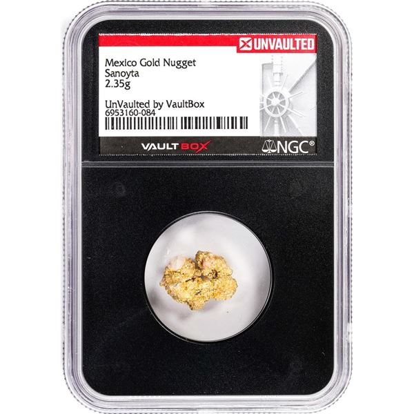 2.35 Gram Sanoyta Mexico Gold Nugget NGC Vaultbox Unvaulted