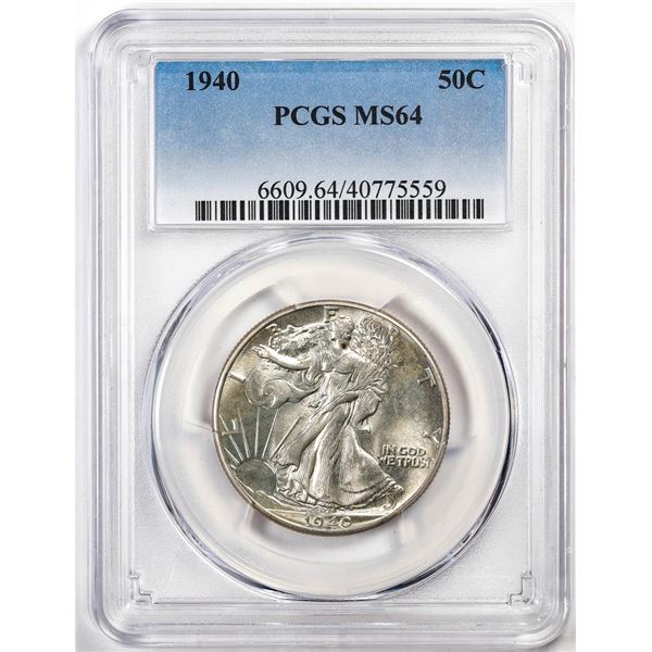 1940 Walking Liberty Half Dollar Coin PCGS MS64