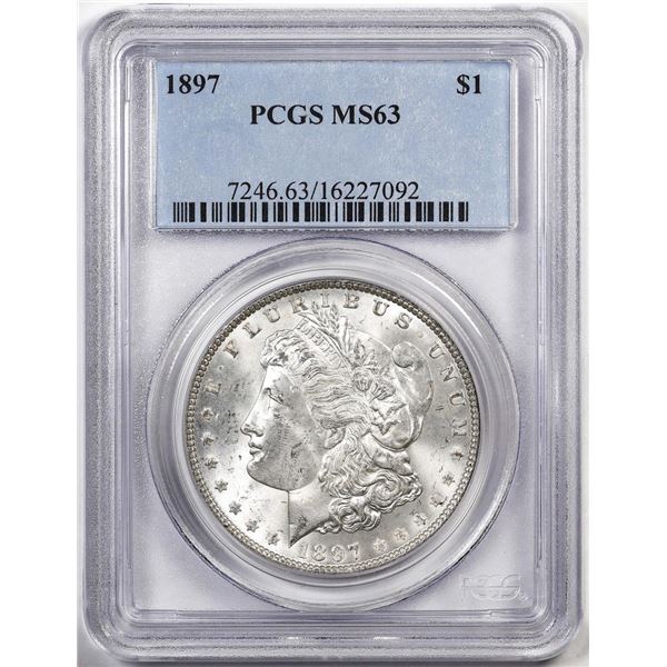 1897 $1 Morgan Silver Dollar Coin PCGS MS63