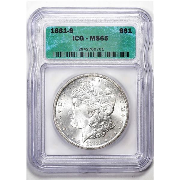 1881-S $1 Morgan Silver Dollar Coin ICG MS65