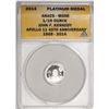 Image 1 : 2014 Proof 1/10 oz Platinum JFK Apollo 11 Anniversary Medal ANACS MS68