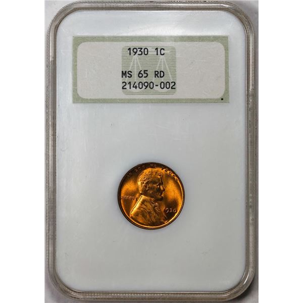 1930 Lincoln Wheat Cent Coin NGC MS65RD Old Fatty Holder