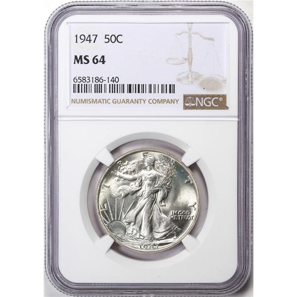 1947 Walking Liberty Half Dollar Coin NGC MS64
