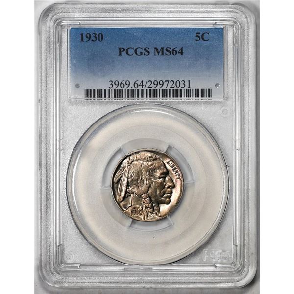 1930 Buffalo Nickel Coin PCGS MS64 Great Reverse Color